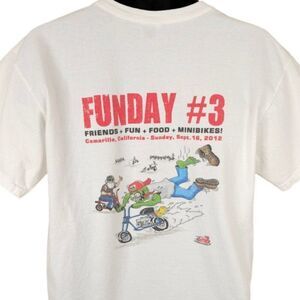 Old Minibike T Shirt Mens Size Large White FunDay Mini Bike Motorcycle Cali